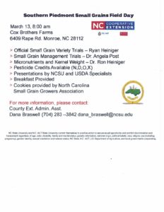 Cover photo for Southern Piedmont Small Grains Field Day