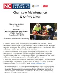 Cover photo for Chainsaw Maintenance & Safety Class