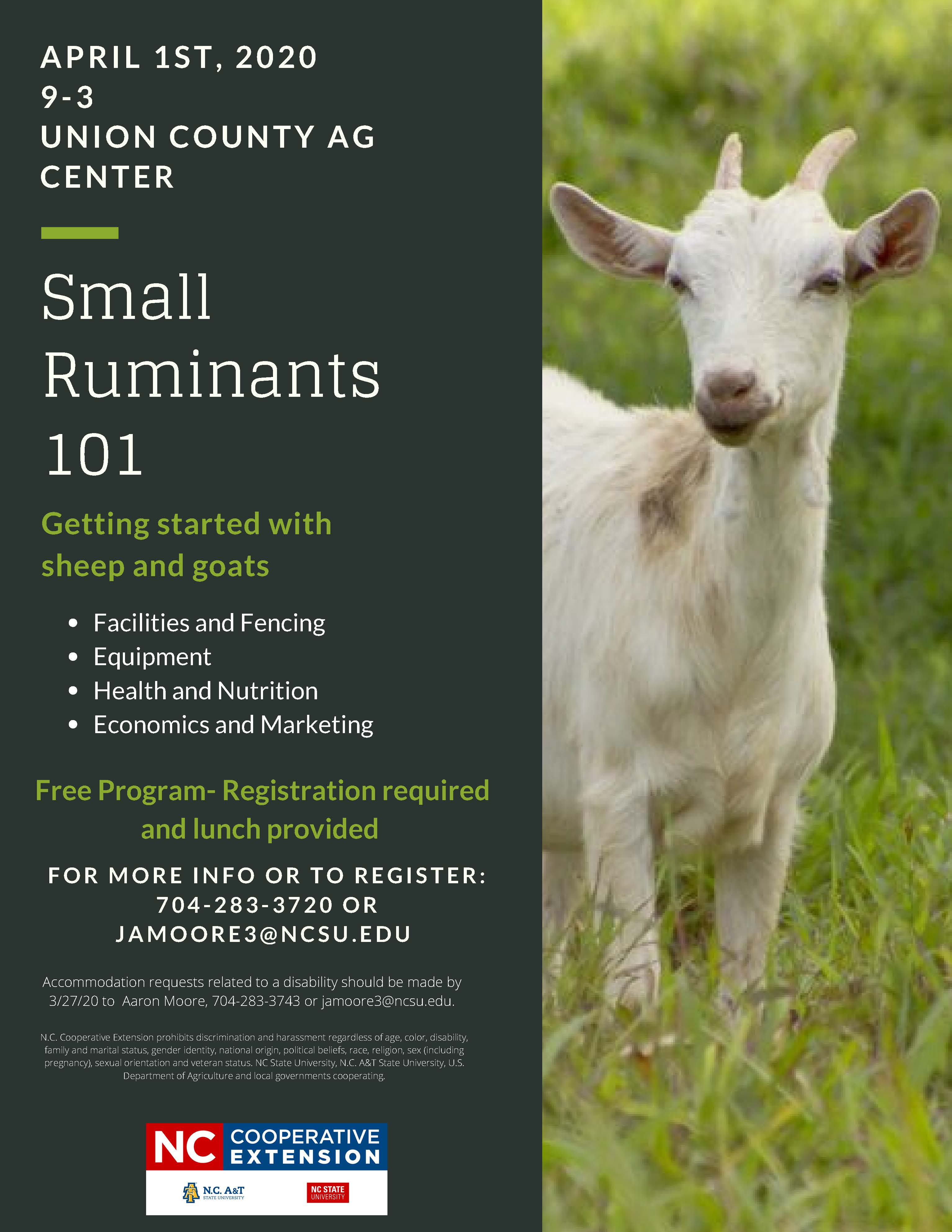 Small Ruminants 101 | North Carolina Cooperative Extension